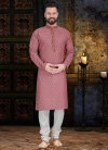 Pink Colour Outluk Vol 42 Traditional Wear Long Kurta Pure Cotton With Digital Print Kurta Pajama Mens Collection 42005